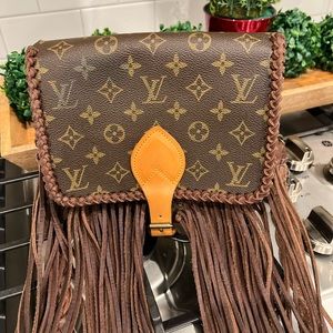 Vintage Boho Louis Vuitton-crossbody-fringe repurposed LV - gift ❤️